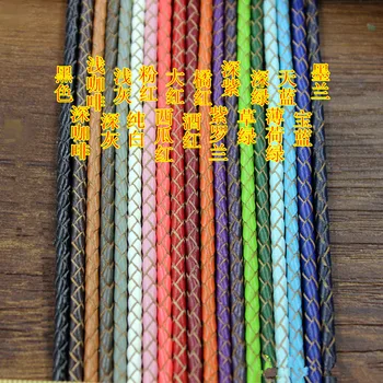 100meters 3mm de Bună Calitate, Rosu/Negru/Alb/Maro Rotunde Multicolore din Piele Împletite Cablu Șir Coarda Constatare,DIY Cablu