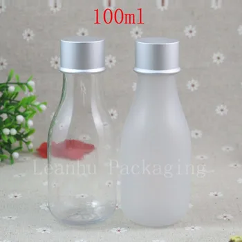 100ML Transparent Transparent / Mat Sticla de Plastic Capac cu filet , 100CC Toner / Loțiune Sub-îmbuteliere , Gol Container Cosmetice