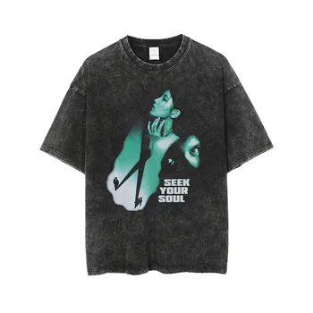 2022 Vara Harajuku Verde Phantom Portret Imprimate T-shirt Spălat Retro Streetwear Bărbați Femei Grafică Tricou Maneca Scurta Tees