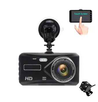 4in Full HD 1080P IPS Camera Auto Dual Lens Dash Cam Viziune de Noapte Recorder G-senzor Parcare Fata+Spate Masina DVR Camera Vehicul