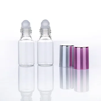 500 x Reîncărcabile Transparent 5ML Pahar Mic Roll on Flacon cu Bilă din Sticlă Mică de 5 unități Clar Rola cu Parfum de Containere