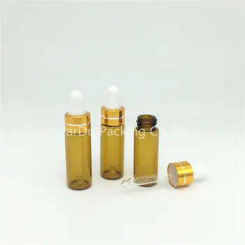 500PCS 5 ML flacon din Sticlă brună cu aur alb de cap Reactiv Eye Dropper Aromoterapie Lichid Pipetă de Sticlă
