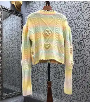 Calitate Top Lână Tricotate Cardigan 2022 Primavara Toamna Iarna Tricotaje Femei Croșetat Flori De Tricotat Ștrasuri Din Mărgele Deco Cardigan Casual