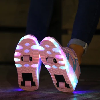 Dimensiunea 27-42 Copii Pantofi De Skate Role Adidași De Încărcare Usb Copii Luminoase Pantofi Baieti Două Roți Adidasi Fete Pantofi De Tenis