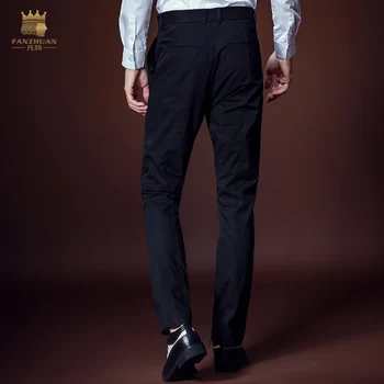Fanzhuan Transport Gratuit Noua moda de sex masculin pentru Bărbați pantaloni casual pantaloni de bumbac de personalitate brodate negre 618060 design original