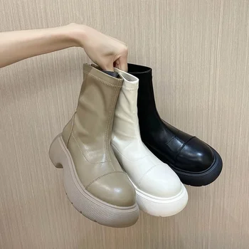 Femei Cizme Glezna Cizme Scurte 2021 Fund Gros a Crescut cu Fermoar Spate Solid Martin Cizme Cizme de Ploaie de Iarnă Pantofi Platforma Gotic
