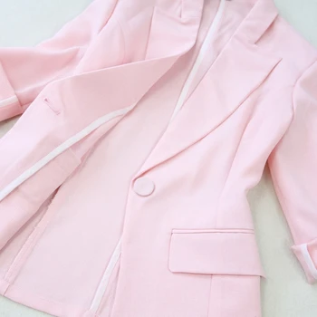 Femei costum de sex feminin 2020 primăvara și vara nou stil roz secțiune subțire birou doamnă OL profesionale uniformă două / bucata costum