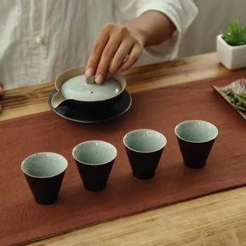 Japoneze Gresie Kung Fu Set De Ceai Din Ceramica Gaiwan Castron Mână Apuca Vas Bubble Ceainic Manual Cuptor Decolorarea Glazura Castron De Ceai