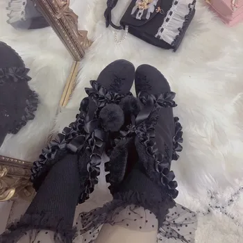 Japoneze loli dulce bowknot bandaj cizme cu toc mid-tub subliniat toe fete cizme plus cașmir toamna iarna pantofi de moda
