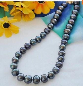 Mare de 10-11mm negru rotund de apă Dulce colier de perle de cultură 17inch>Fabrica de prețul en-Gros de Femei Giftword Bijuterii