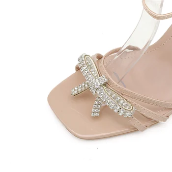 Noi Cristal Bling Sandale Femei 10.5 cm Tocuri inalte Pantofi de Vara pentru Femeie Square Toe Sandale Romane Fete Peep Toe Tocuri de Partid Pantofi