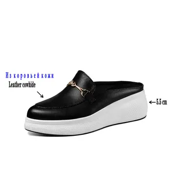 QZYERAI Brand de Vara Femei Negru Papuci de Femei Pantofi din Piele piele de Vacă Platforma de Moda Papuci de Catâri Pantofi