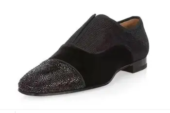 Stil Britanic Pantofi Barbati Subliniat Toe Negre Din Piele Nubuc De Catifea Mozaic Pantofi Plat Masculin Clasic, Pantofi Oxfords Transport Gratuit