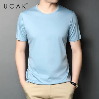 UCAK Brand Clasic de Culoare Solidă O0-Gat din Bumbac Tricou Barbati Haine de Vara NOI Sosiri Streetwear Casual Tricou Homme U5456