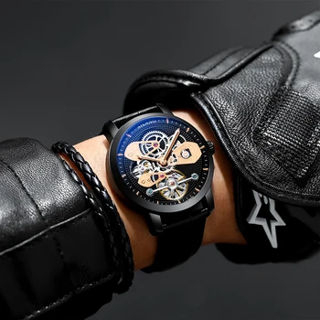 Uita-te luminos AILANG original de lux de top barbati ceas automată mecanice gol treapta sport impermeabil ceas din piele de afaceri