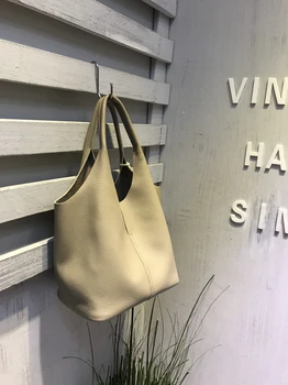 Vendange moda pentru femei geanta din piele lucrate manual geanta de umar retro casual coșul de legume sac 2606
