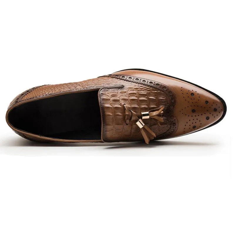 Bărbați Mocasini Business Casual Pantofi De Partid La Modă Ciucure Slip-On A Subliniat Deget De La Picior Din Piele Rochie De Mireasa Pantofi Office Pantofi De Lucru
