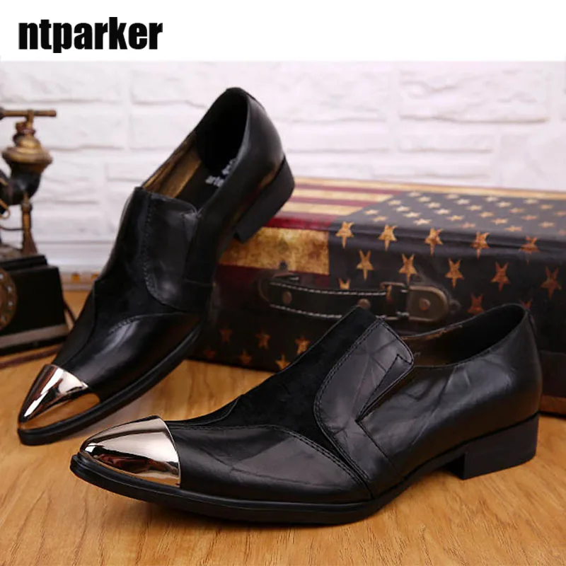 Ntparker Limited Edition Piele Moale Om Pantofi din Piele, Balerini Piele, Pantofi Rochie Om Pinted Steel Toe de Afaceri de Apartamente