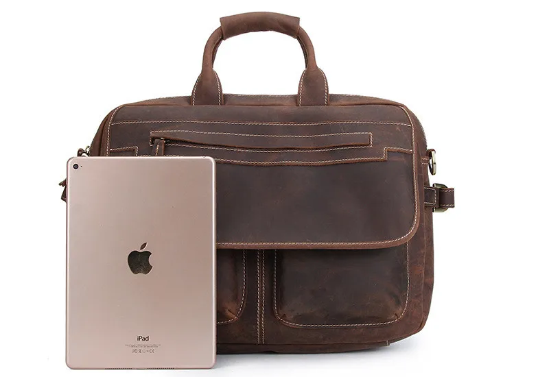 De înaltă calitate crazy horse piele servieta de afaceri retro din piele avocat geanta laptop umăr saci de messenger