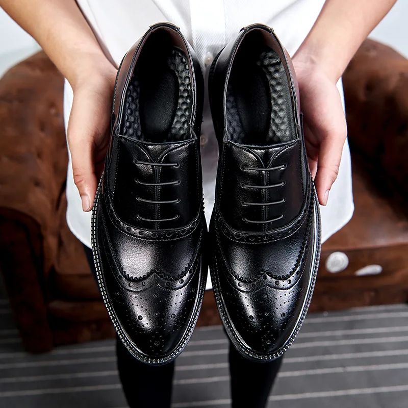 Anglia bărbați stil casual de afaceri de nunta formale rochie din piele moale de vițel pantofi sculptură bocanc de pantofi adidași negri sapatos