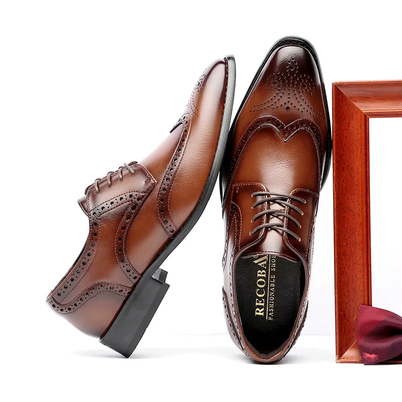 2021 noi formale din piele, pantofi piele barbati sculptate brosa birou de afaceri pantofi derby domn nunta pantofi pentru bărbați