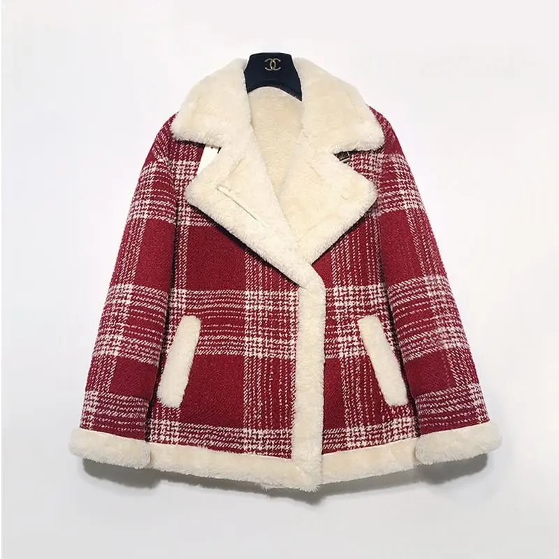 Jachete de Blana pentru Femei jacheta scurta de iarna 2021 nou versiunea coreeană a pierde plus lână carouri haina de lână sacou femei de îmbrăcăminte