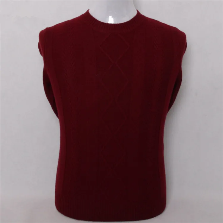 Pur capră de cașmir răsucire fir tricot barbati moda Oneck H-drepte gros pulover pulover bordo 3color S/4XL