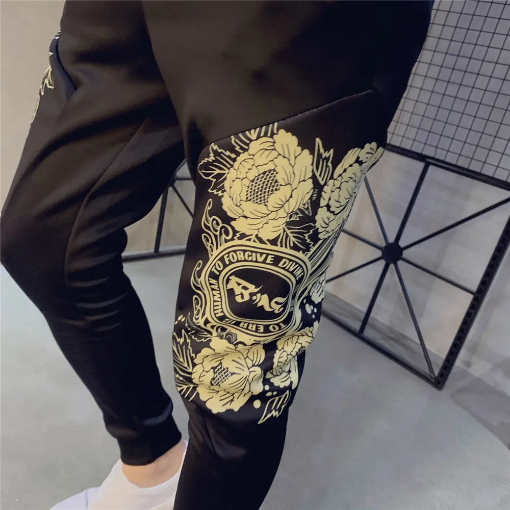 2021 Nou Sacou + Pantaloni Trening Barbati Moda Hombre de Imprimare de Moda pentru Bărbați Set de Primăvară pentru Bărbați Costum Sport 2 Seturi de Piese Plus