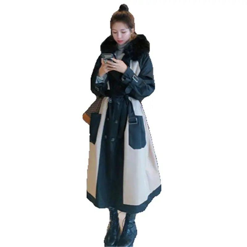 Parka pentru Femei Mid-Lungime Peste Genunchi Moda de Iarnă cu Glugă Plus Catifea Strat Gros Hanorac Căptușit Jacheta de Mari Dimensiuni M618