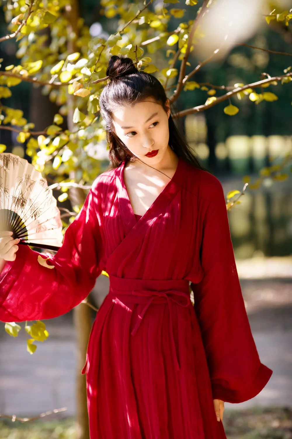 LYNETTE CHINOISERIE Primavara Toamna Design Original Femei Chineză Stil Vintage Lenjerie de Rochii Roșii