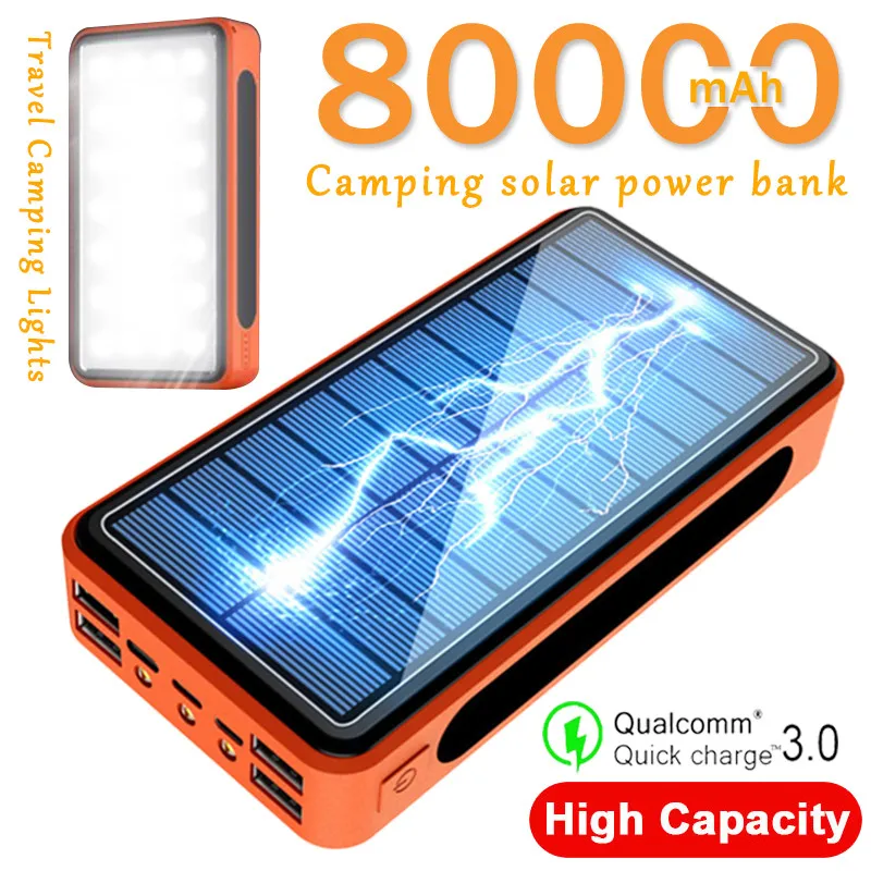 Cumpara online 80000mAh Solar Power Bank USB 2 Baterii Externe în aer Solar rezistent la apa de Mare capacitate Portabil Powerbank / Accesorii Pentru Telefoane Mobile www.c4studio.ro