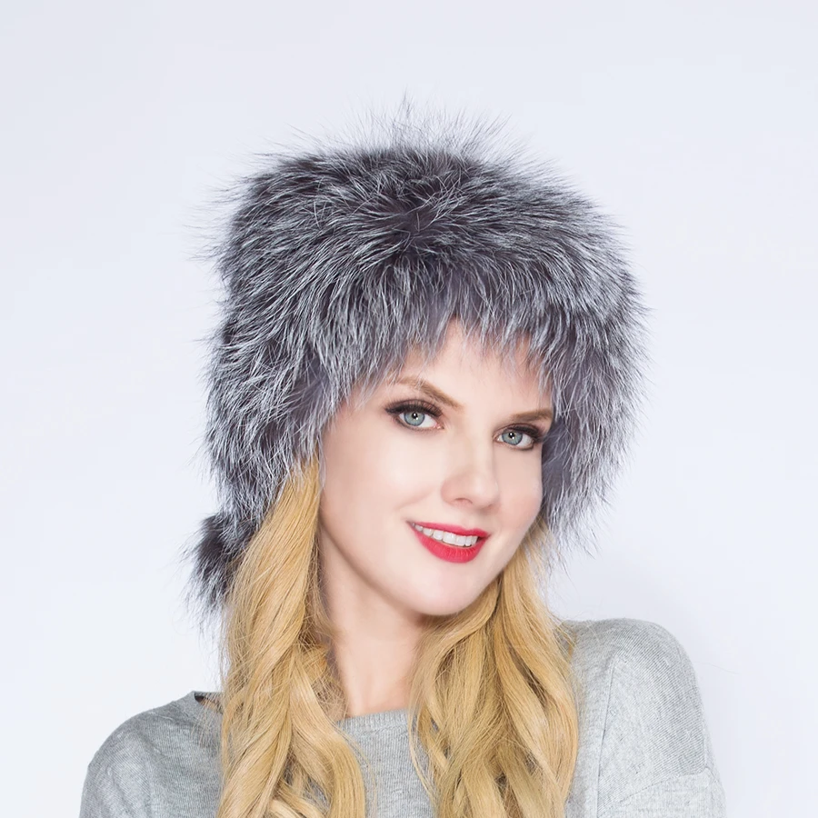Cumpara online Real Fox Caciula de Blana Femei Pălării de Culoare Argintie Design de Moda cele mai Natura Iarnă Pălării de Blană de fox caciula de blana / Mall ~