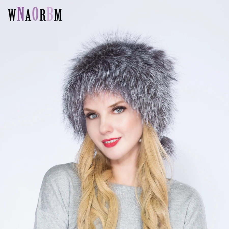 Cumpara online Real Fox Caciula de Blana Femei Pălării de Culoare Argintie Design de Moda cele mai Natura Iarnă Pălării de Blană de fox caciula de blana / Mall ~